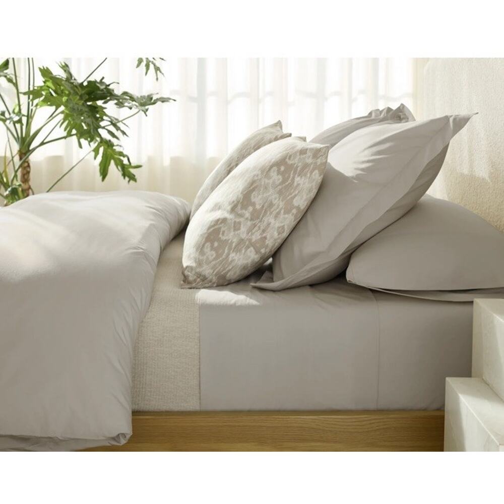 Coyuchi Organic Cotton Fitted Sheet Queen Size Stone NEW